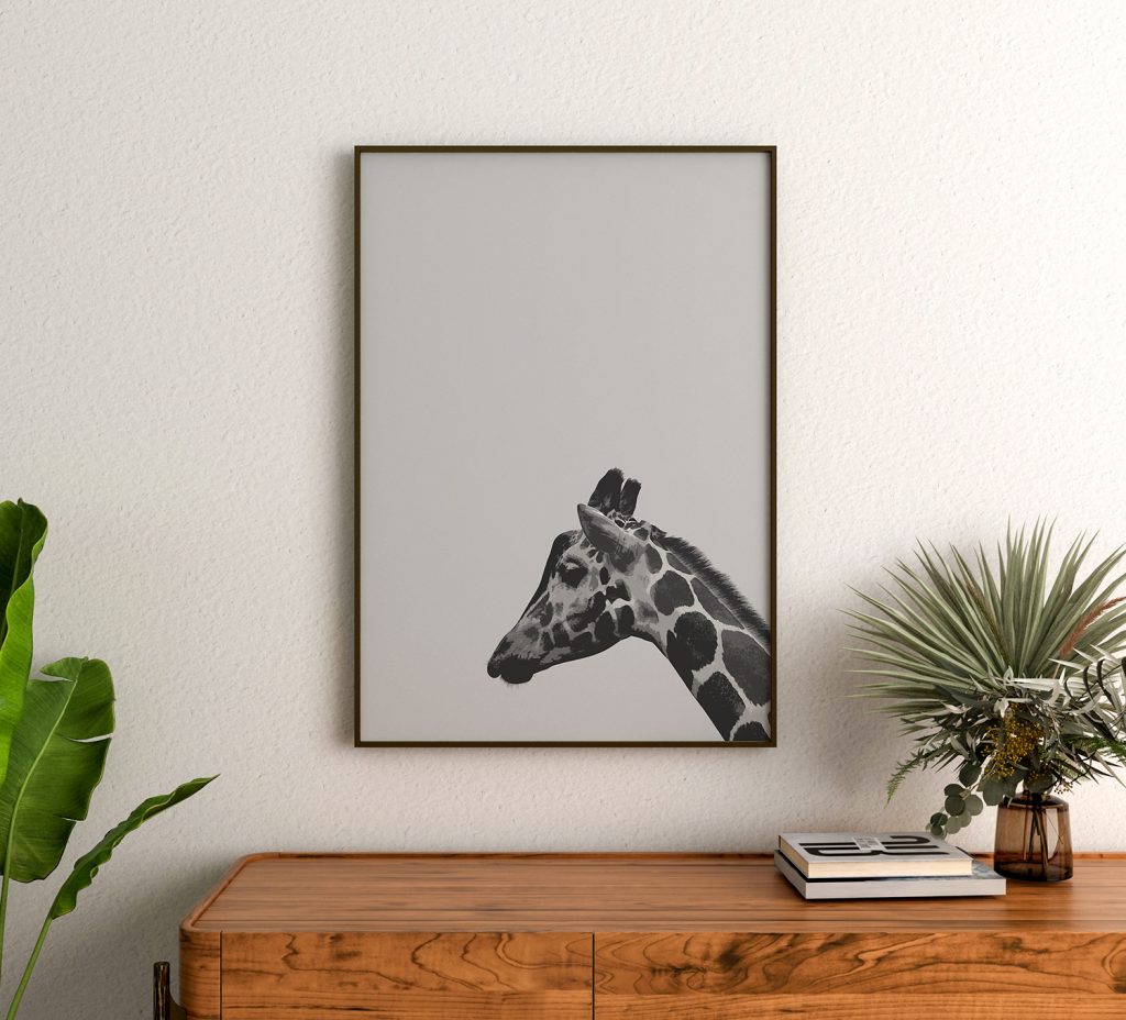 Minimal Giraffe Side View Canvas Wall Art
