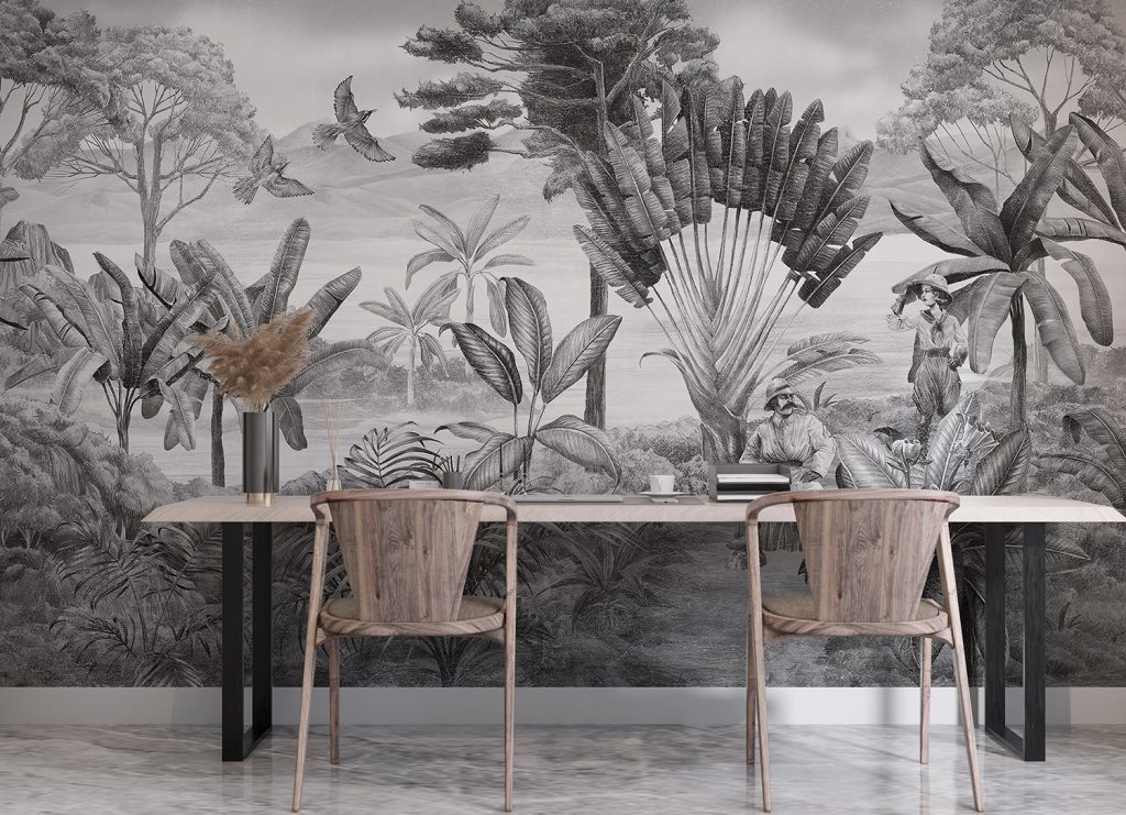 Black and white Forest Wall Murals