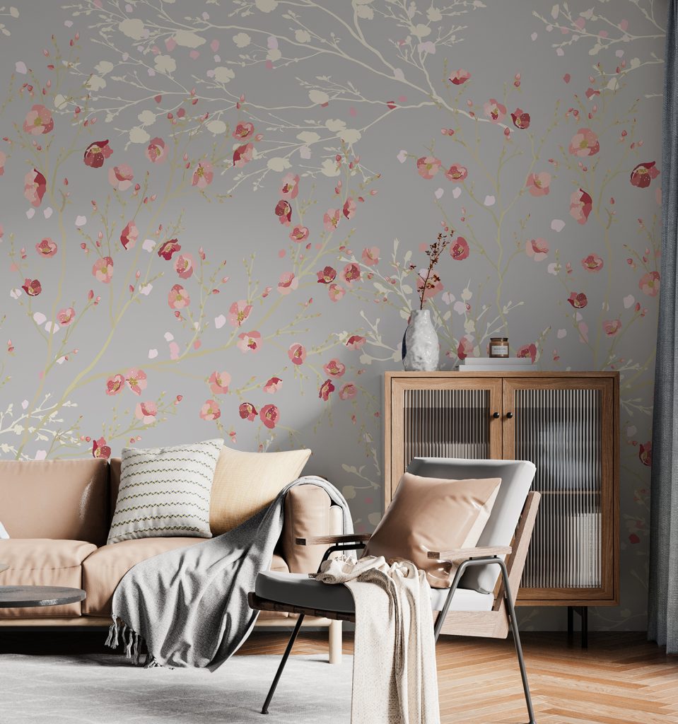 White and Red Flower wallpaper Mural