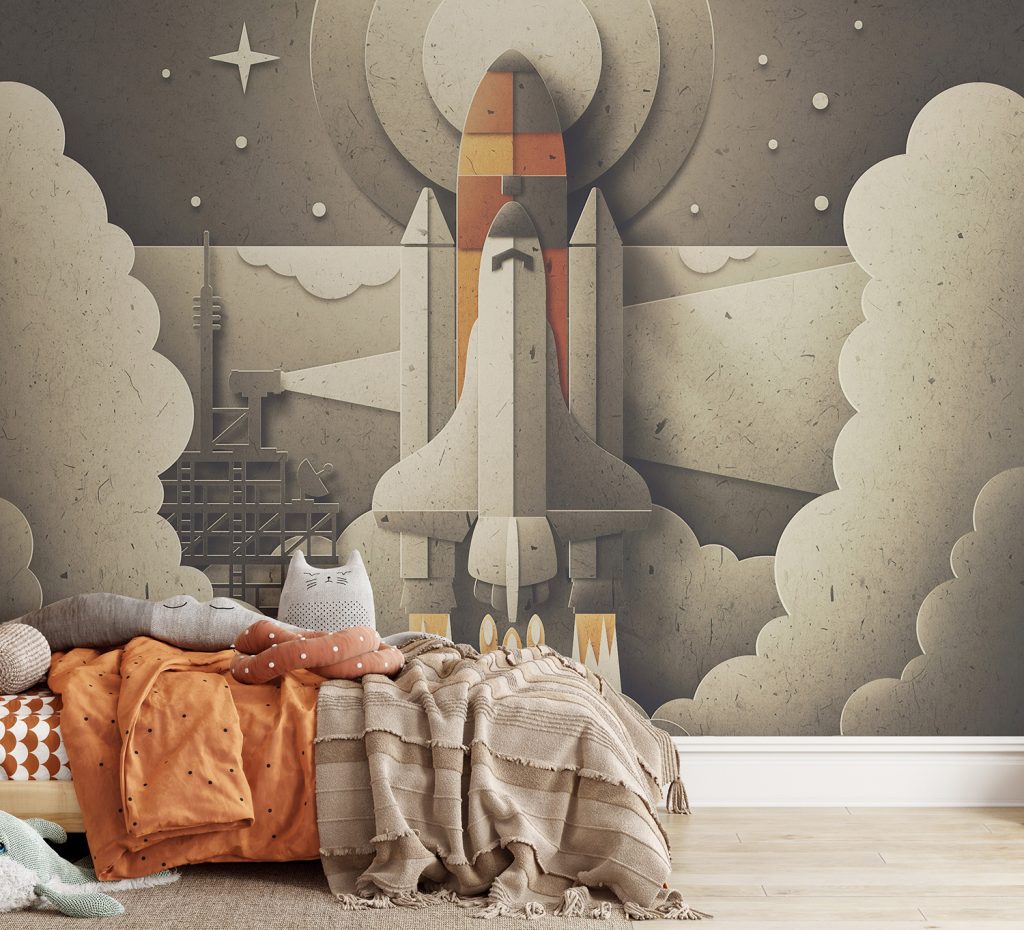 Space Launcher Kids Room Wall Murals