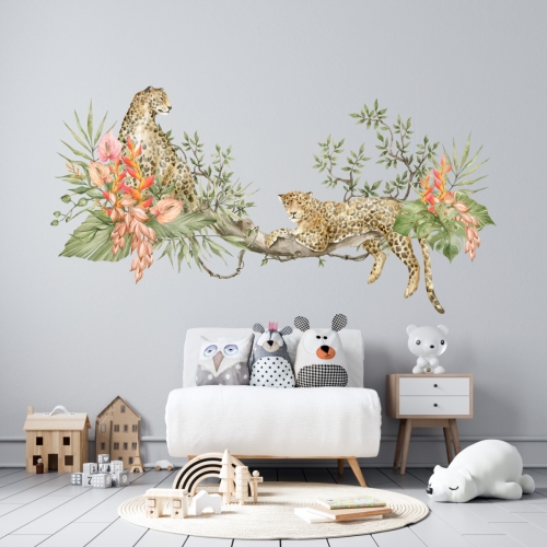 Leopard Sitting on Tree Wall Decals